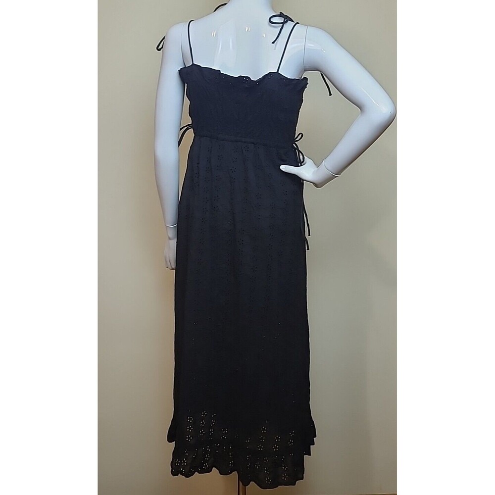 MNG Womens Spaghetti Strap Halter Eyelet Dress Black Size 4 - Picture 5 of 9